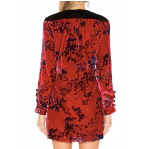 House of Harlow Revolve Joline Dress Mini Red Fluer Velvet Wrap Size XS New - Picture 2 of 13